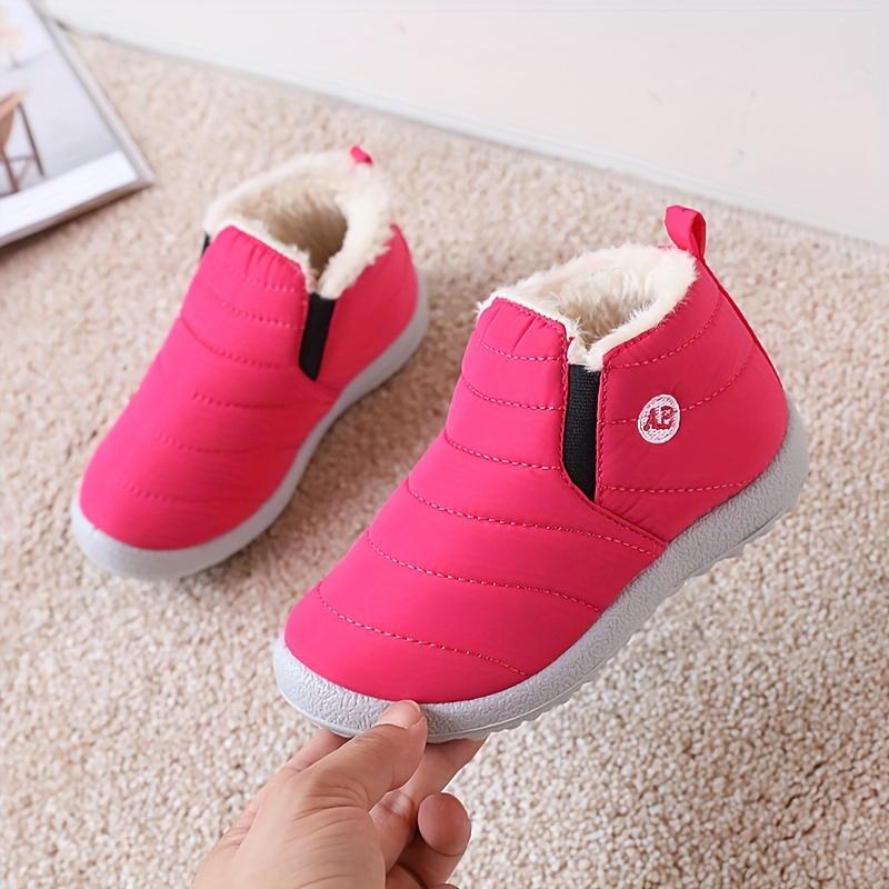 New Winter Warm Snow Boots for Boys & Girls - Thick Insulated Slip-On Round Toe with Fleece Lining, Soft Fabric Upper & Rubber Sole, Winter Boots