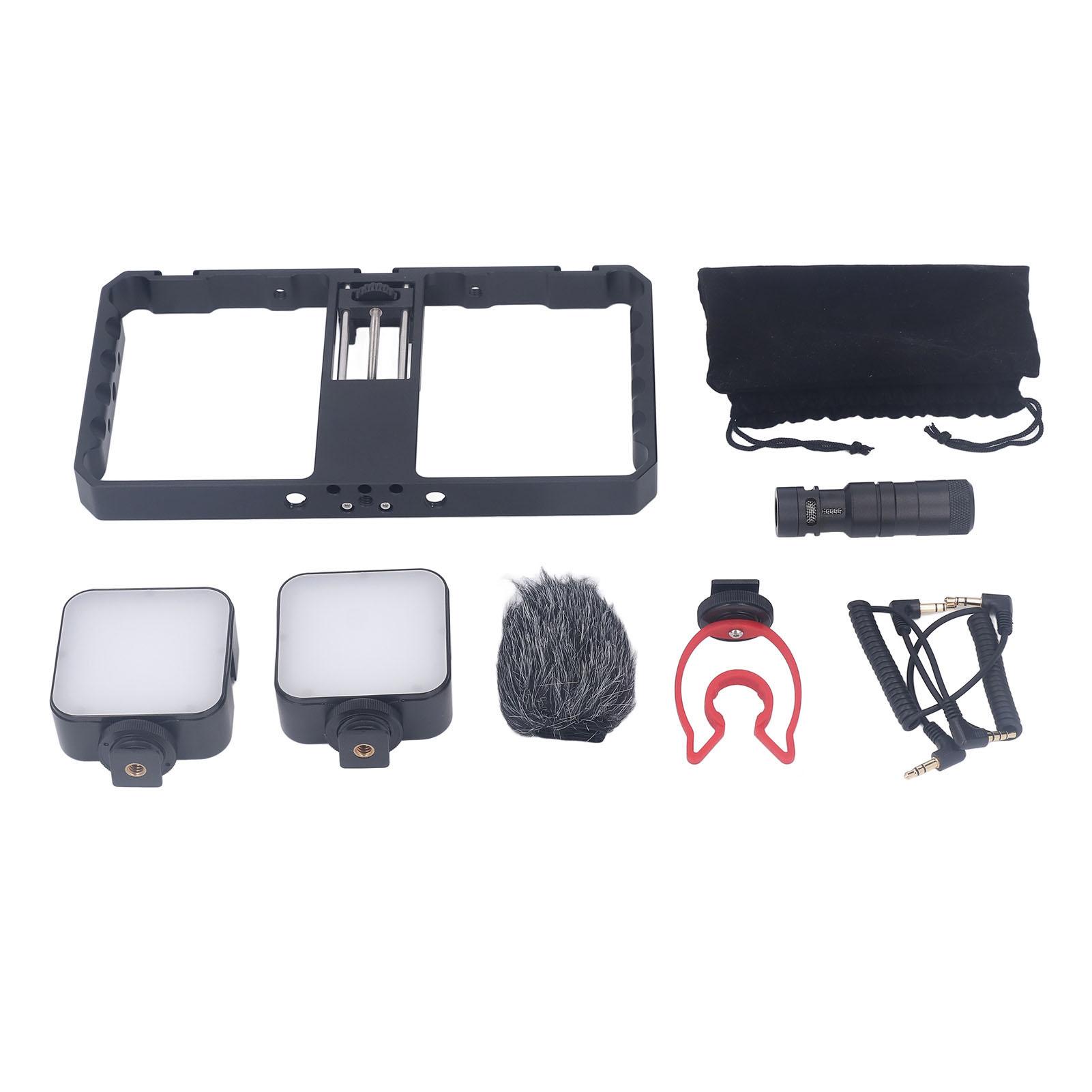 

Клетка для видеосъемки смартфона с 14-38-дюймовым резьбовым соединением, ветрозащитным чехлом и микрофоном с заполняющим светом