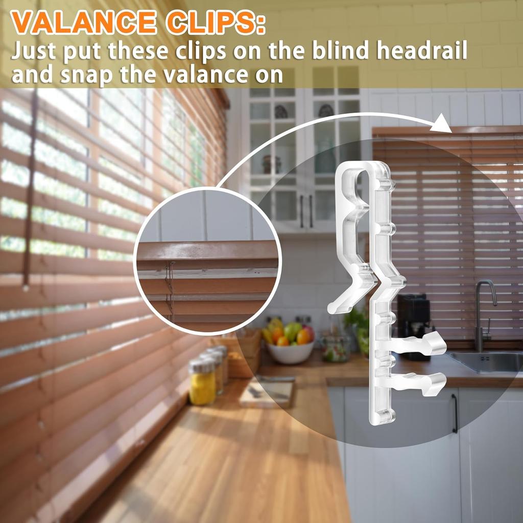 12 Pcs Valance Clips for Blinds, 2-1/8 Inch Hidden Channel Blind Valance Clip Replacement for Horizontal and Venetian Window Blinds Valance