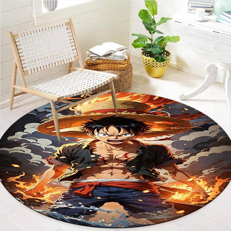 One Piece Monkey D Luffy Round Area Rug Carpet Rug For Living Room Bedroom Sofa Playroom Decor Nonslip Floor Mat