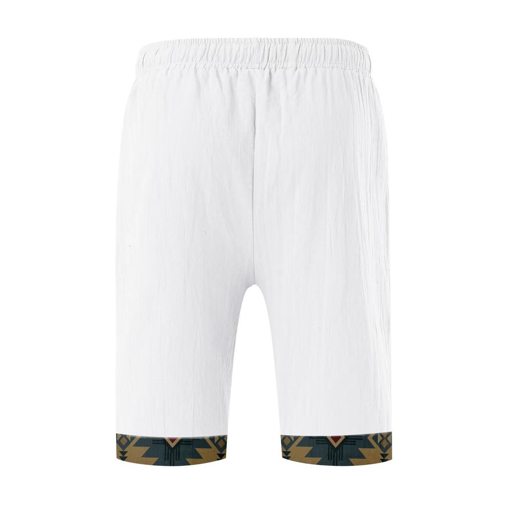 Herren-Jogginghose aus Baumwolle und Leinen mit einfarbiger Schnürung, Shorts für Herren, Freizeithose