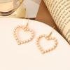 Fashion Retro Pearl Inlaid Heart Pearl Earrings Peach Heart Shape Light Luxury Elegant Versatile Women's Earrings Jewelry