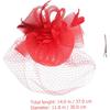 Mesh Flower Fascinator Hat Headband with Clip for Women Wedding Tea Party Cocktail Headpiece Red Mesh Plume Floral Special Occasion Accessory
