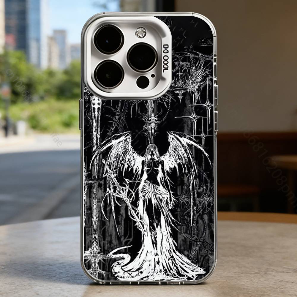 

Gothic Cyber Sigil Cross Case for iPhone 16 15 14 13 12 11 Pro Max Plus Air 16E X XR XS Max Hard Shockproof Bumper Cover iPhoneX