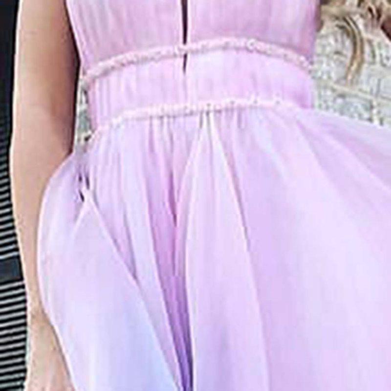 European and American Women's Gradient Deep V Evening Gown - Sexy  Long Dress with Waist-Gathering Swing Design.