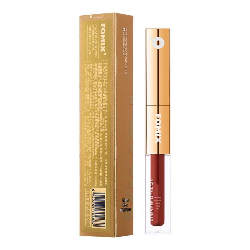 FOMIX Double-Headed Mirror Gloss: Hydrating, Non-Sticky, High-Shine Lip Glaze for Plump Lips.