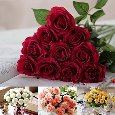 Outdeer Flowers Wedding 10 Pcs Artificial Latex Rose Party Office Table Bouquet