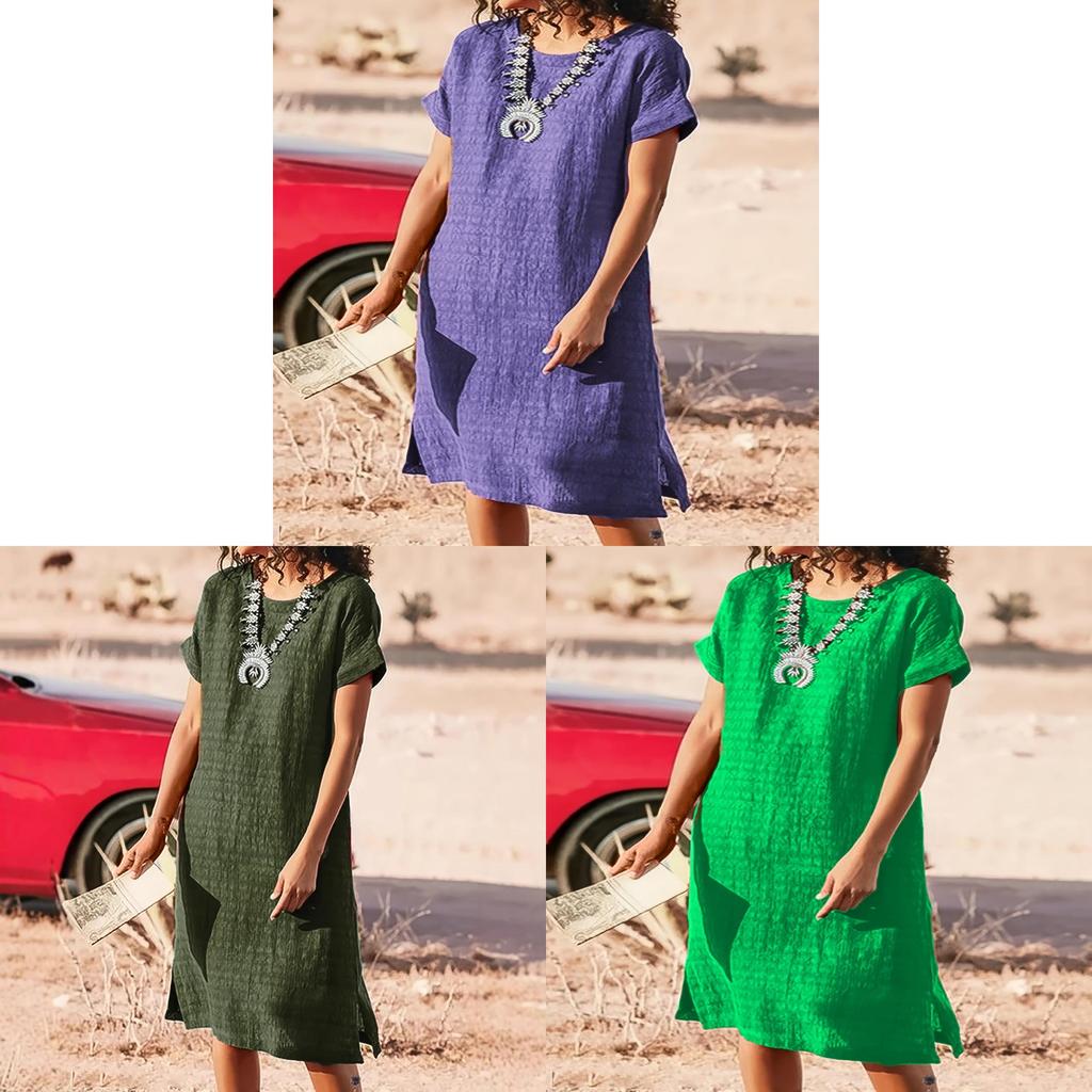 Casual Short Sleeve Dress With Spliced Polyester Fabric For Women Spring 2022