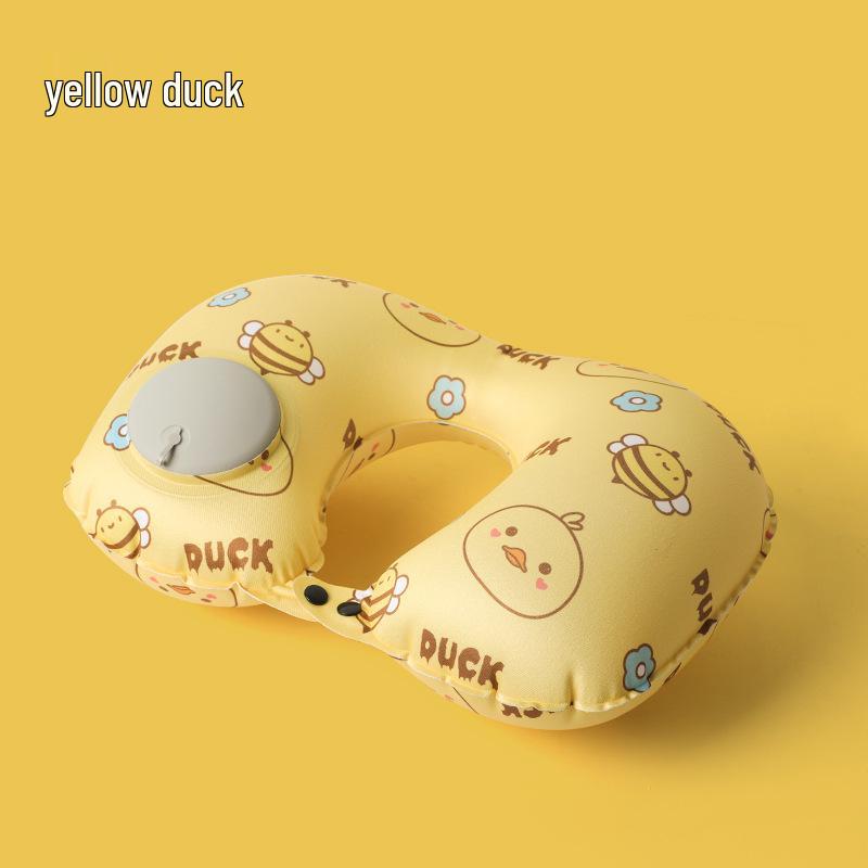 Pressing Inflatable U-Shaped Travel Pillow: Portable Airplane Headrest & Nap Neck Support