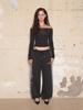 Hilda Smog Motif Wide String Sweatpants [Black]
