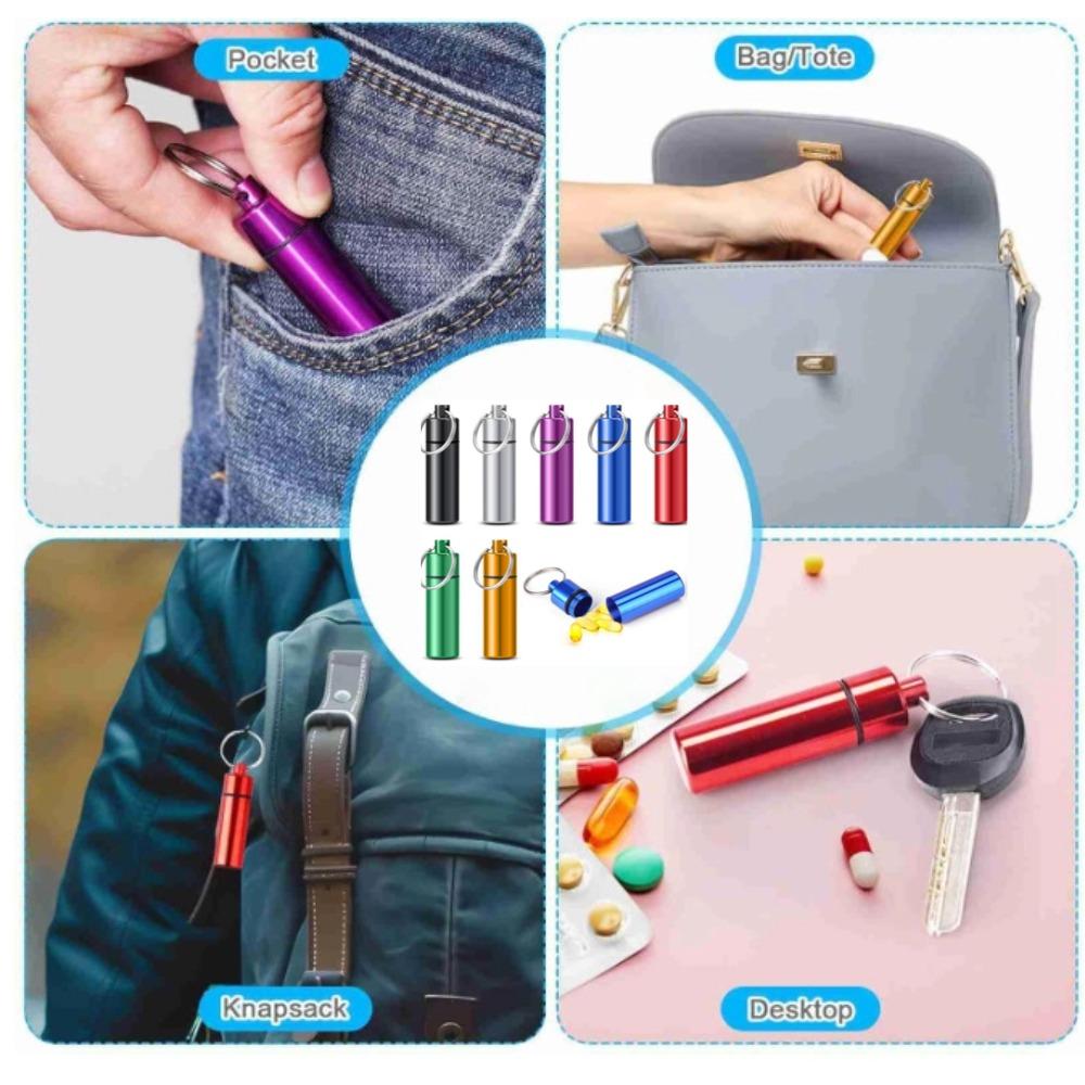 New Mini Waterproof Portable Pill Case Organizer Keychain Box Travel EarPlug Container Bottle with Keyring for Medicine Holder