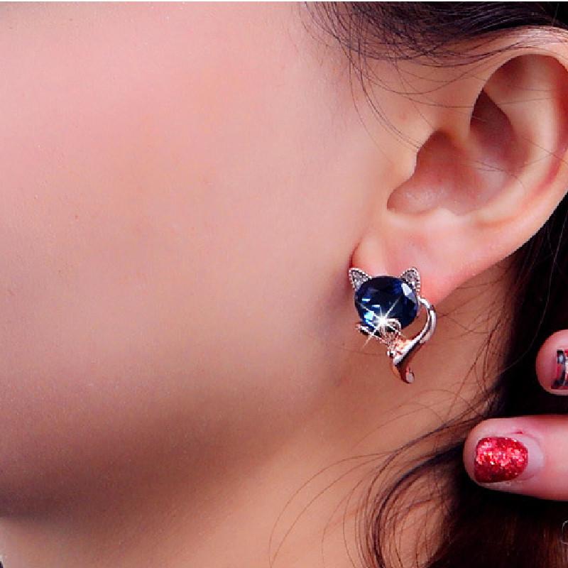 Earrings Fox Blue Drop Stud Earrings Rhinestone Gift For Women Trendiness Girl