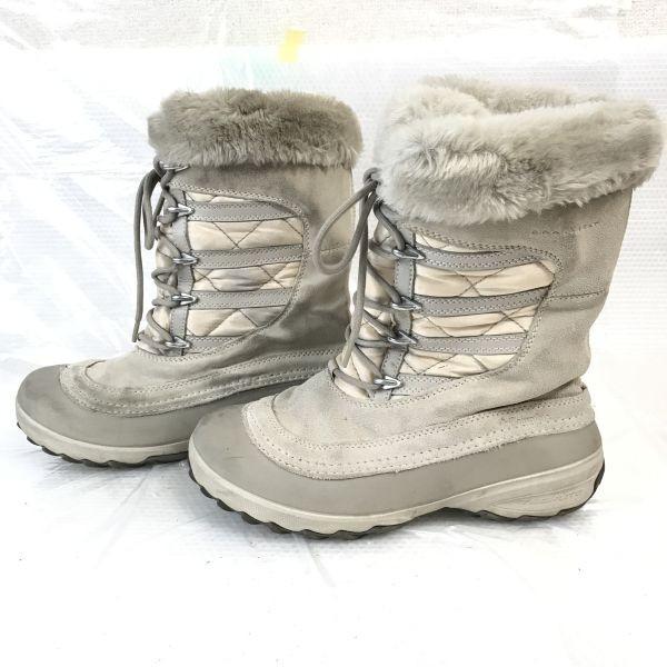 Columbia Warm Lined Waterproof Snow Boots 24.0 UK5.5 Gray Beige(USED)