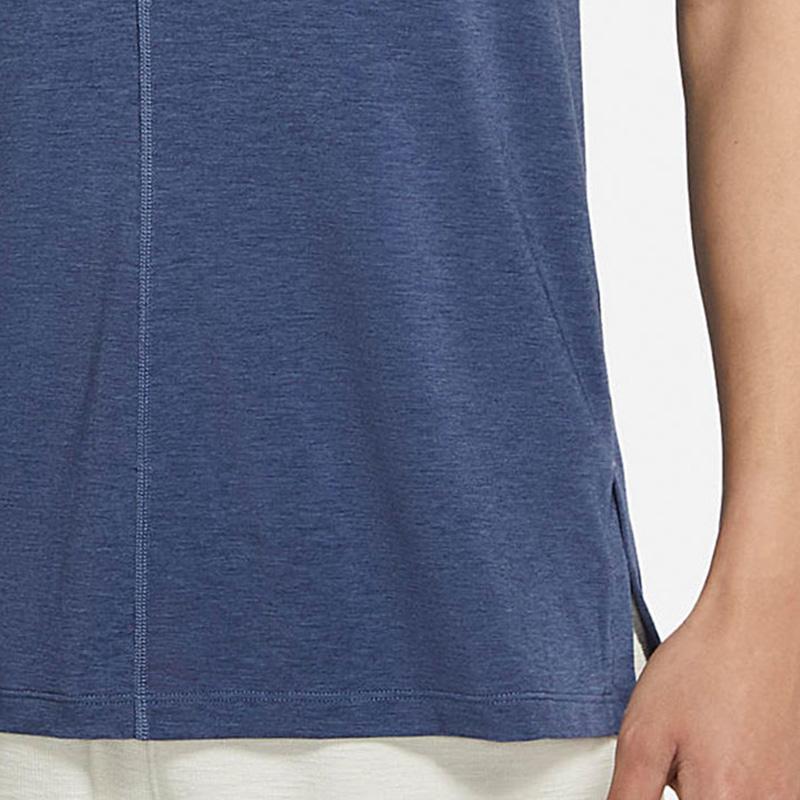 Nike Dri-FIT Yoga Quick-Dry Short Sleeve T-Shirt Men Tops Navy Print BV4035-410