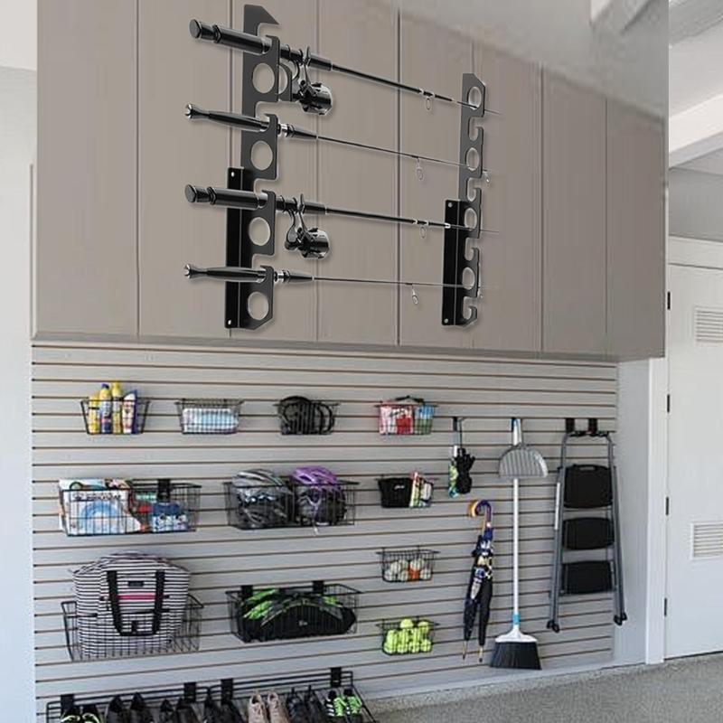 Multiple Rod Holder Wall Mounted Organizers Durable Acrylic Structure with Anti Slip Features for Fishing Enthusiasts