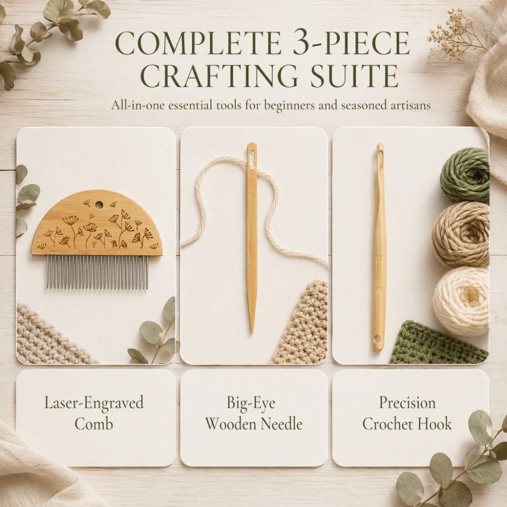 Wooden Weaving Loom Comb Large Eye Needle Hand Looming Accessories For Beginners