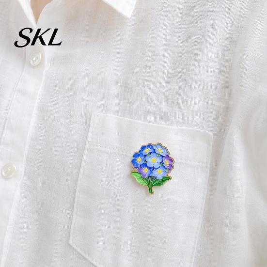 Durable Metal Brooch Zinc Alloy Pin, Colorful Flower Shape Lapel Smooth Polished Edge Edges Enamel Badge for Coats Scarves Canvas Bags Gift
