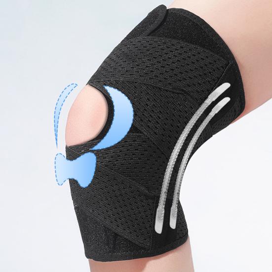 Åben Patella Knæbandage med Sidestabilisator Smertelindring Justerbar Knækompressionshylster Meniskskade Genopretning Knæstøtte Wrap