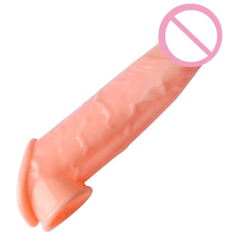 Sexy Toys Penisring Penisvergrößerungshülse für Peniskondome für Männer Wiederverwendbares Kondom Cock Sleeve Extender Ejakulationsverzögerung