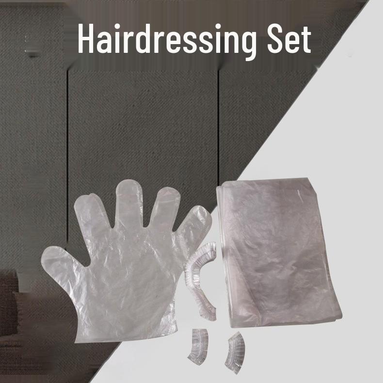 4-Piece Disposable Hair Dye Kit: Gloves, Ear Covers, Shawl, Shower Cap