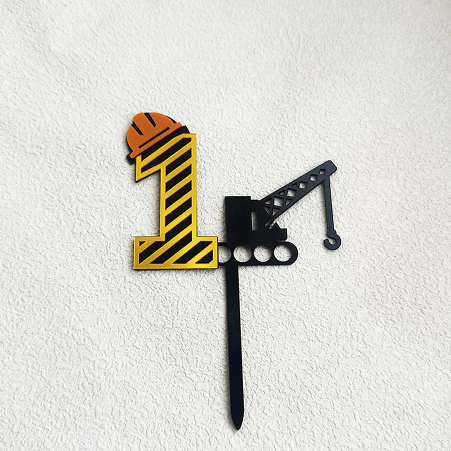 1pc Acrylic  Number 1-9 Year old  Boy's Birthday Cake Topper  For Children's Birthday Party Cake Decoration
