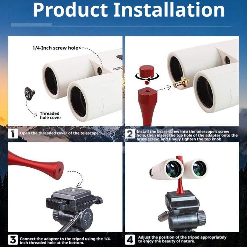 Metal Stand-Mounting Assembly for Field Glasses with a Knurled Top Knob and Screw Connection for Outdoor Observation and Stadium Viewing