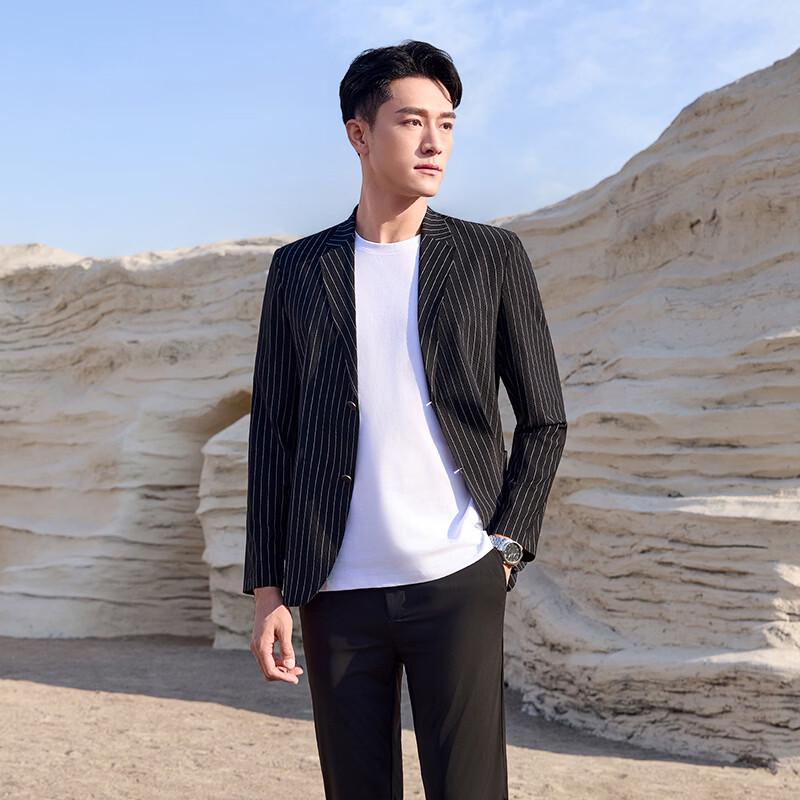 Men s Slim Fit Striped Business Casual Suit Jacket L