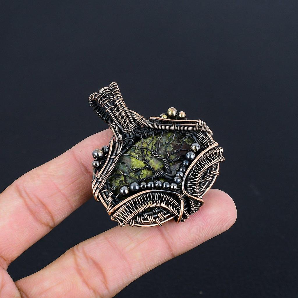 Dragon Blood Jasper 999 Copper Wire Wrapped Pendant, Handmade Gemstone Pendant Jewelry, Gifts For Wife Brand New Pendant