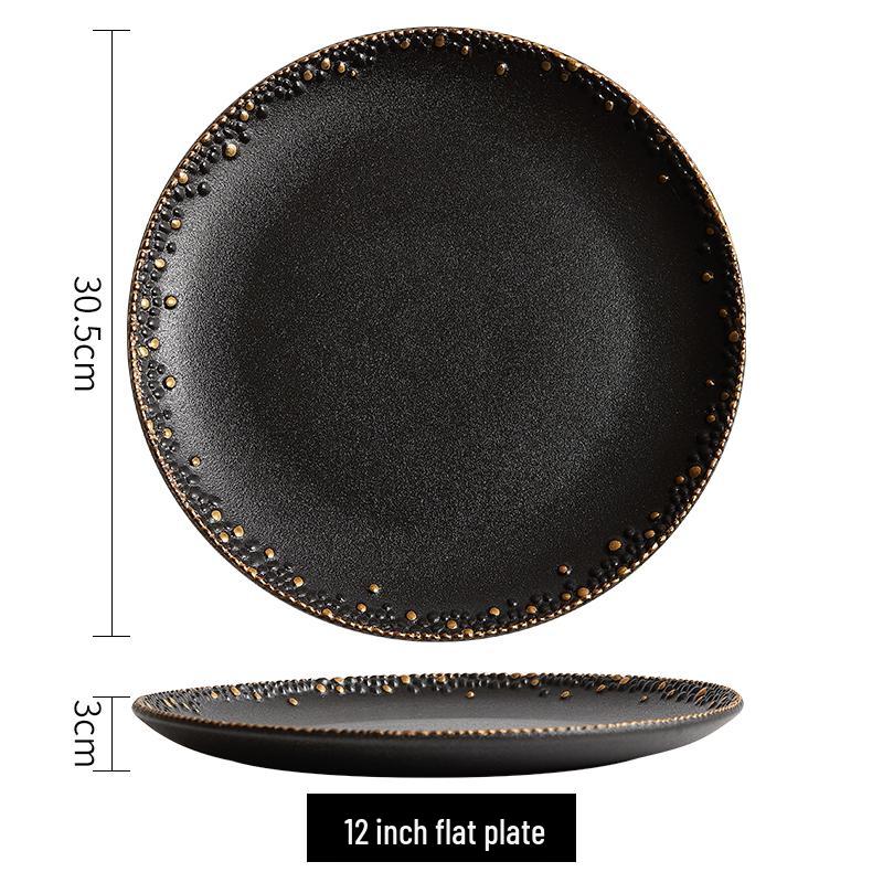 Japanese Ceramic Dinner Plate for Steak, Noodles, Salad, and Western Dishes
