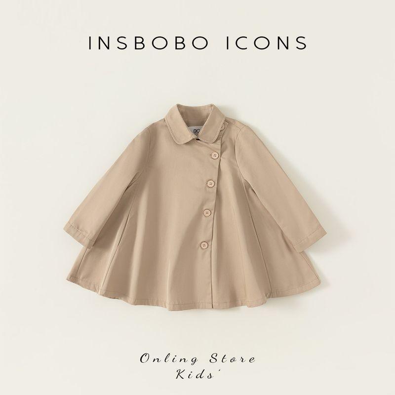 Fall and Winter Children s Mid-Length Women s Baby plus Velvet Thickened Trench Coat Kakh 80cm