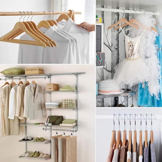 Wood Hangers 360° Swivel Hook and Notches Wood Clothes Hanger for Hanging Garments and Accessories with Non-Slip Bar Natural Pack of 12