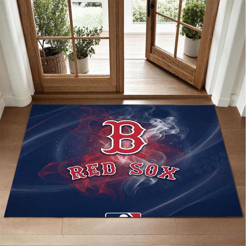 Boston Red Sox Design Crystal Velvet Rug Soft Decorative Mat for Bedroom Entrance