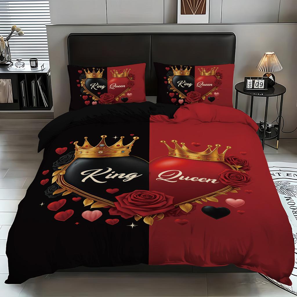 Bed Three-Piece King Queen Couple Quilt Cover Digital Printing Bedding Pillowcase Quilt Cover Home Textile