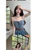 Stylish Plus-Size Strapless Denim Dress: Age-Reducing, Waist-Cinching Suspender Short Skirt for Summer