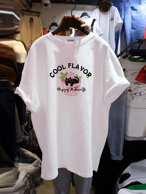 

Women s Oversized White Cotton T-Shirt - American & Korean Style Short-Sleeve Summer Top Large белый