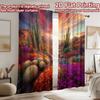 2D flat printing 2pcs Party Curtain Desert Sunset Cactus Flower Bloom Digital Printed Polyester Drapes Holiday Decorations for