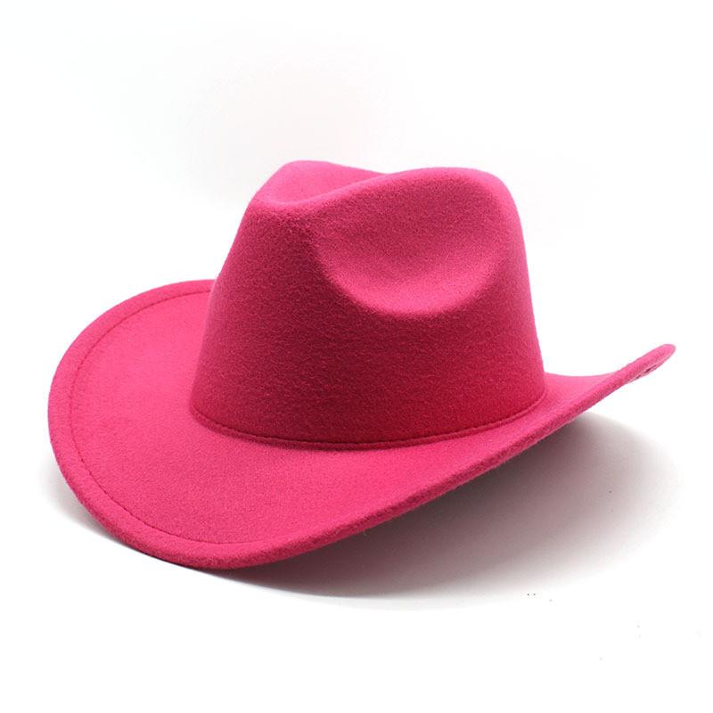 Western Cowboy Hat Black Wool Felt Fedora For Men And Women Sun Protection