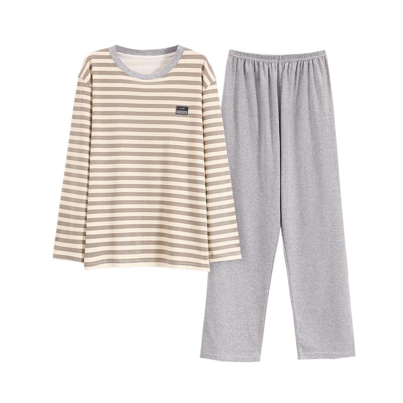 Βαμβακερή Πιτζάμα Σετ Κομψό Μινιμαλιστικό Στυλ Πιτζάμες Μεγάλο Μέγεθος Φόρμα Σπιτιού για Αγόρι Φθινόπωρο Χειμώνας Ανδρική Καθημερινή Ρόμπα