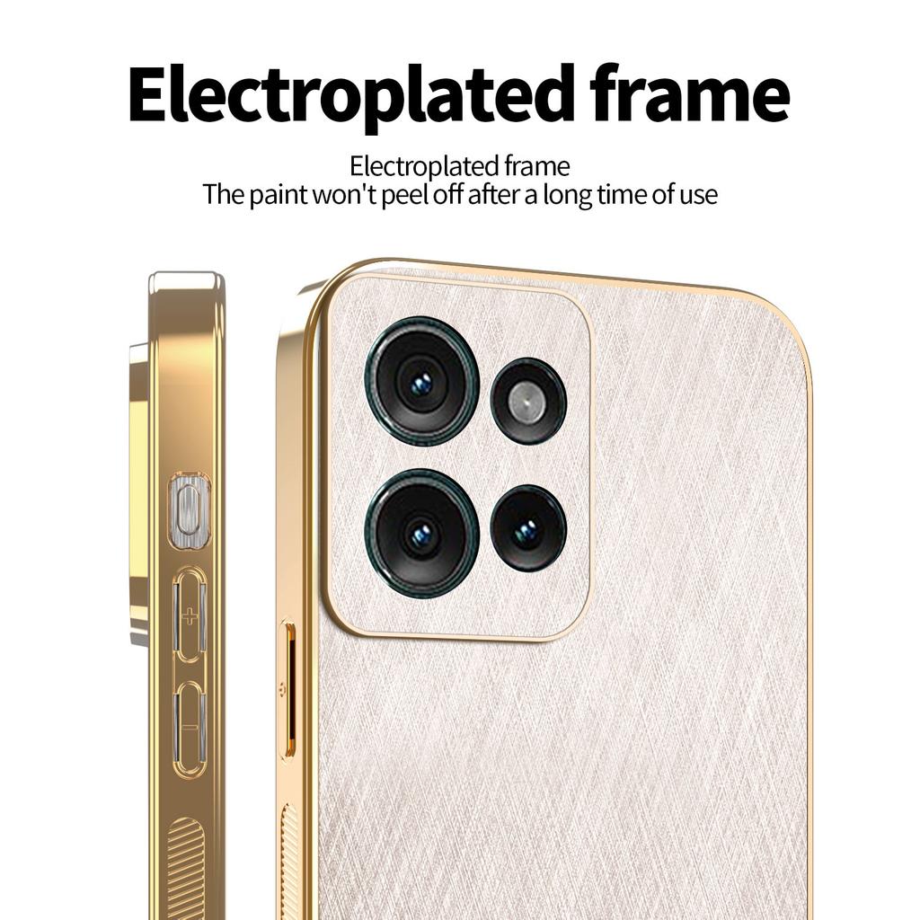 KADEM For Motorola Edge 50 5G Case Electroplating Silk Texture PU + TPU Phone Back Cover