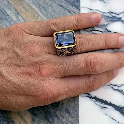 Men's Rings Set Wholesale Obsidian Agate Stones Manufacturer Direct for Men