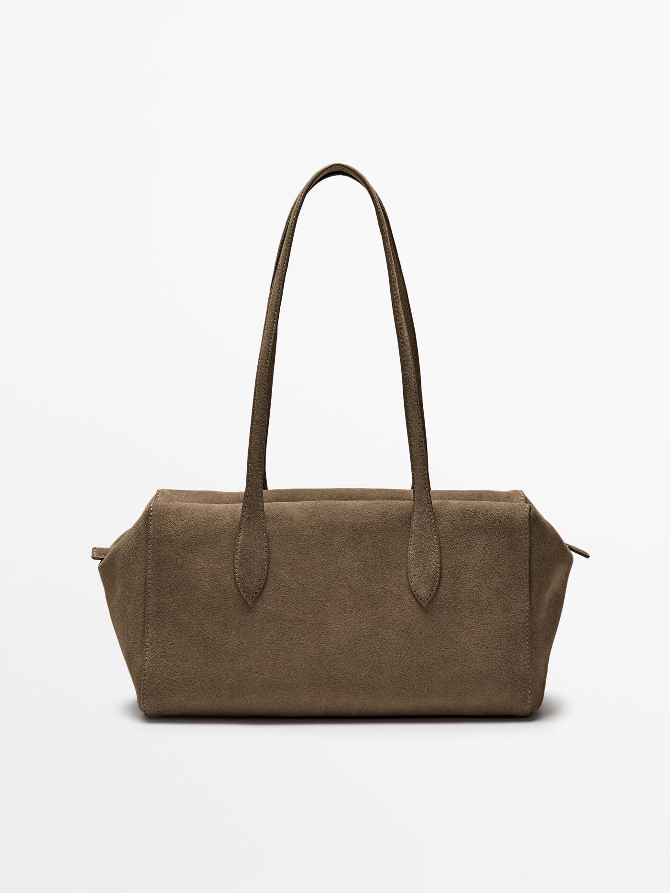 

Ladies suede handbag, casual solid color suede single-shoulder bag, large-capacity fashiable handbag, suitable for work and t L хакі
