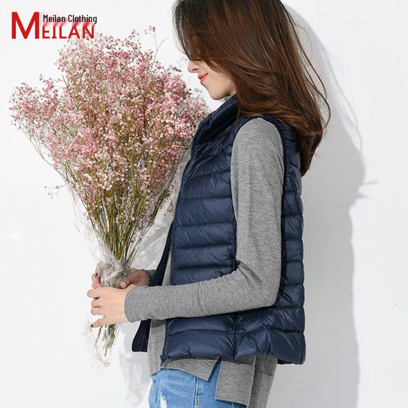 Women's Lightweight Short Down Vest - Sleeveless Winter Outerwear Jacket
