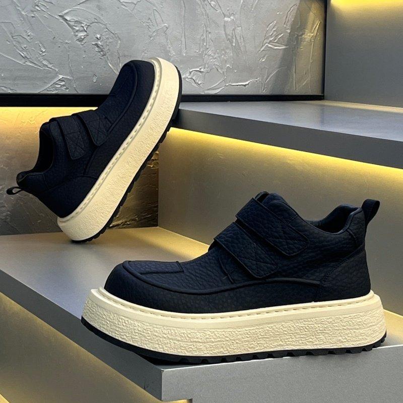 

Winter New Thick Bottom Leather Velcro Solid Color Casual ok 38 leather shoe size чёрный