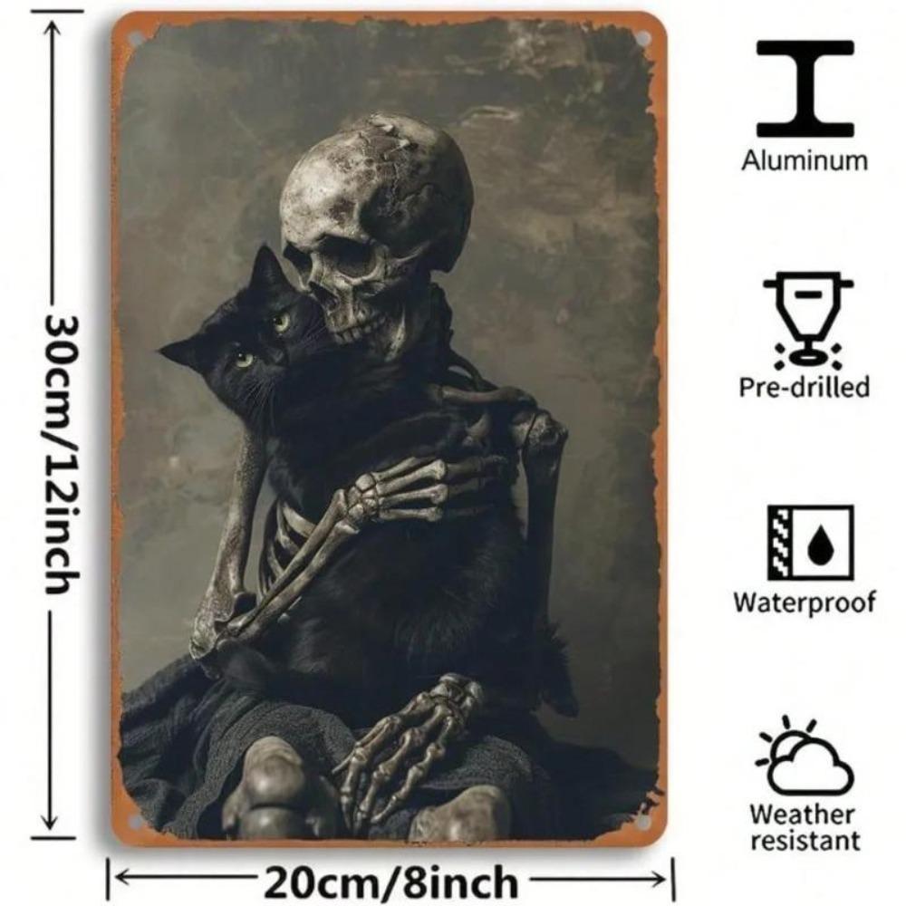 Vintage Tin Sign Metal Wall Decor Retro Skull Cat Man Cave Home Bar