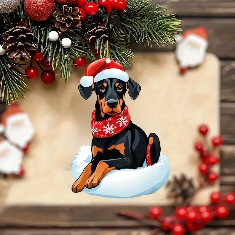 Adorable Acrylic Christmas Hat For Sleeping Dogs Car Rearview Mirror Accessory