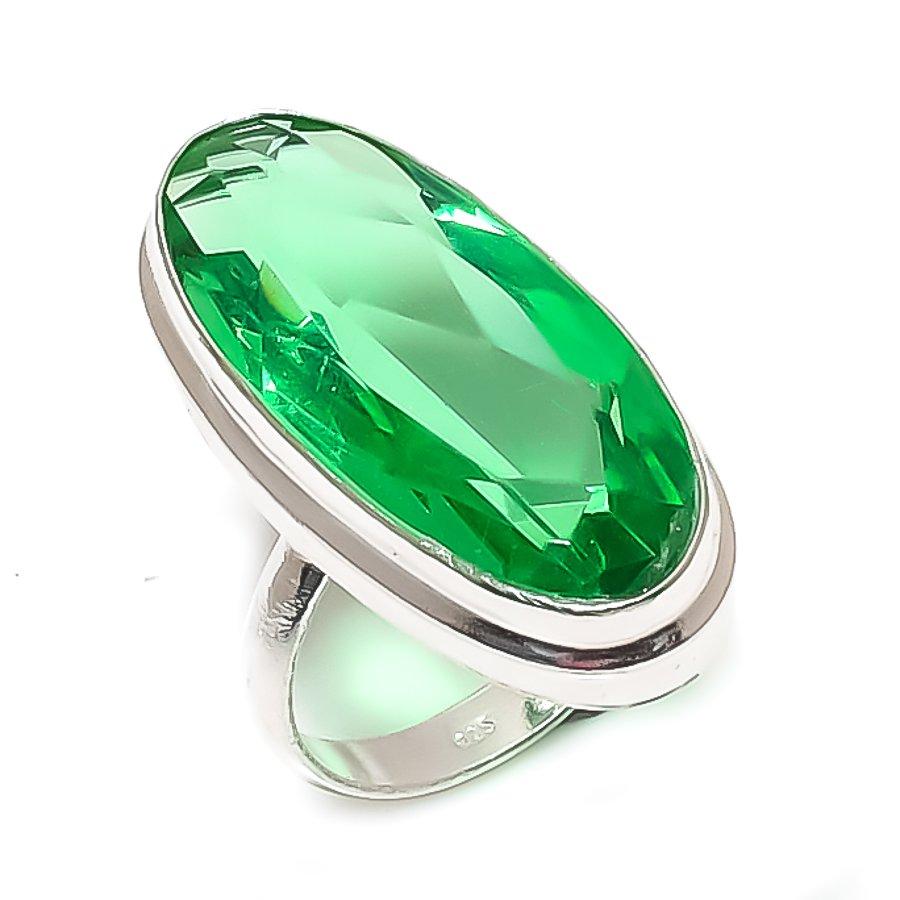 Natural Tsavorite Gemstone Handmade 925 Sterling Silver Jewelry Ring Size 8 h0y50