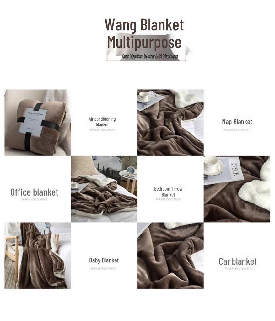 Xianci Double-Layer Lambswool Coral Fleece Throw Blanket for Sofa and Office