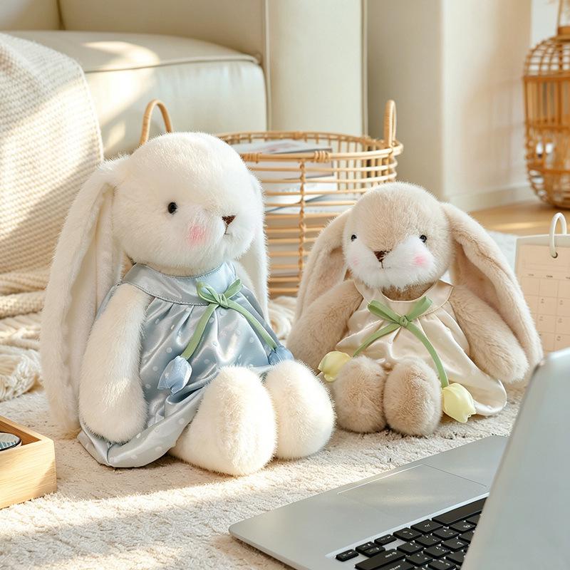 Adorable Tulip Long-Eared Rabbit Plush with Flower Gauze Skirt - Perfect Girly Gift