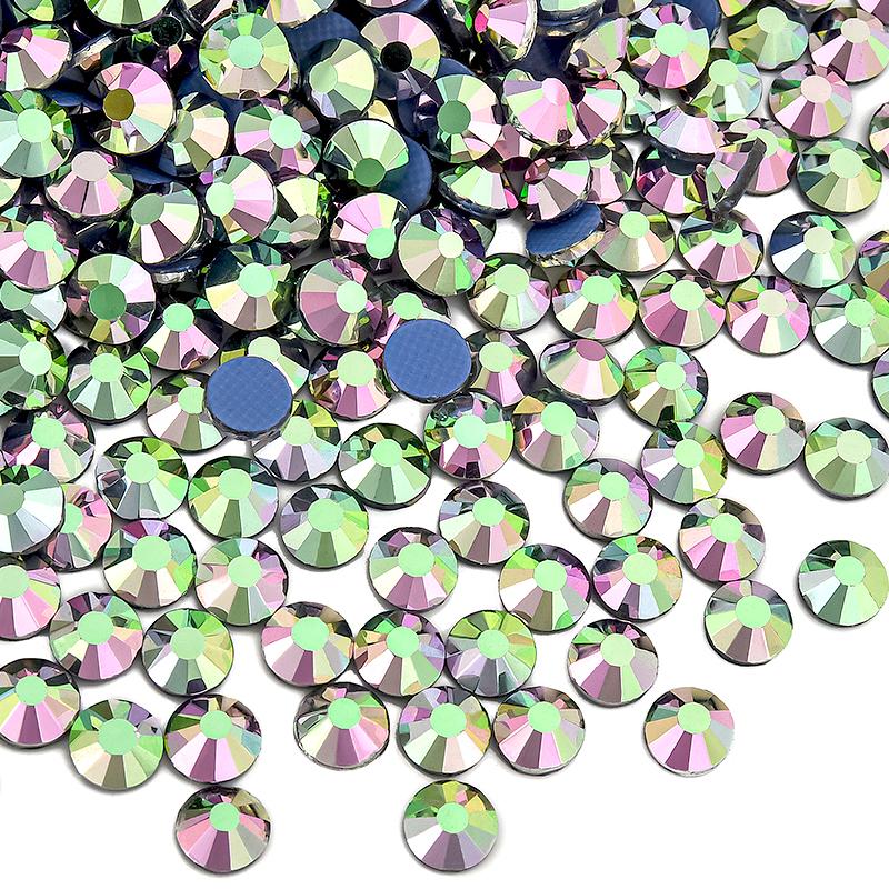 Blinginbox Metallic Pinkish Green Hotfix Rhinestones Diamond Glue on Loose Gem Crystal Rhinestones for Garment Decorations