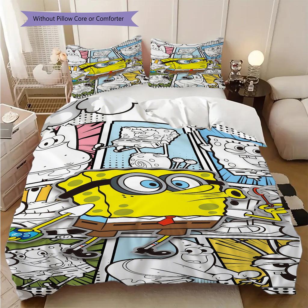 Spongebob Squarepants Day Life Bedding 1 Duvet Cover 2 Pillowcase Without Core Bedding Set Christmas Birthday Gift Duvet Cover And Pillowcase